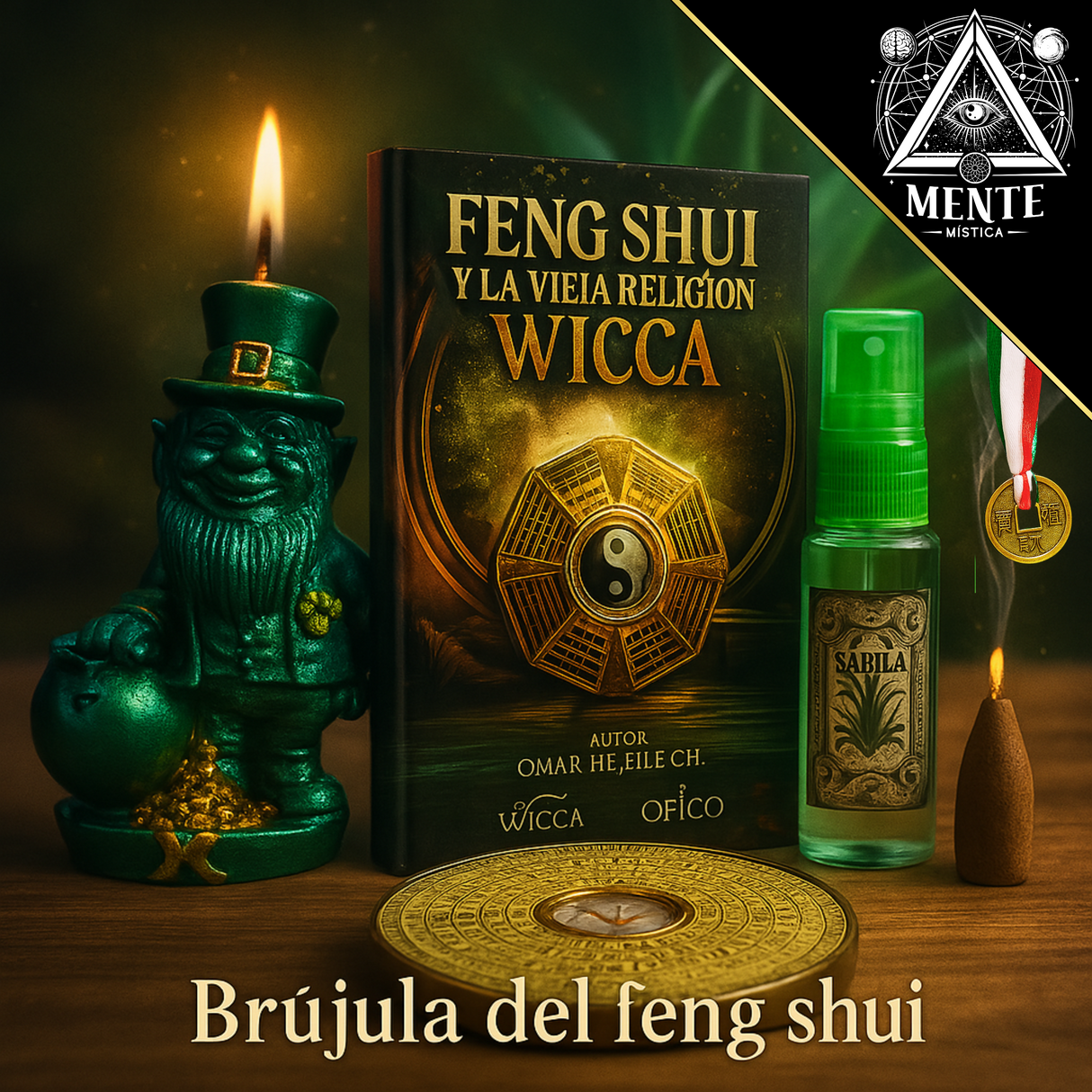 Kit Mágico: Libro Feng Shui + Ritual de Sábila + Brújula Luo Pan
